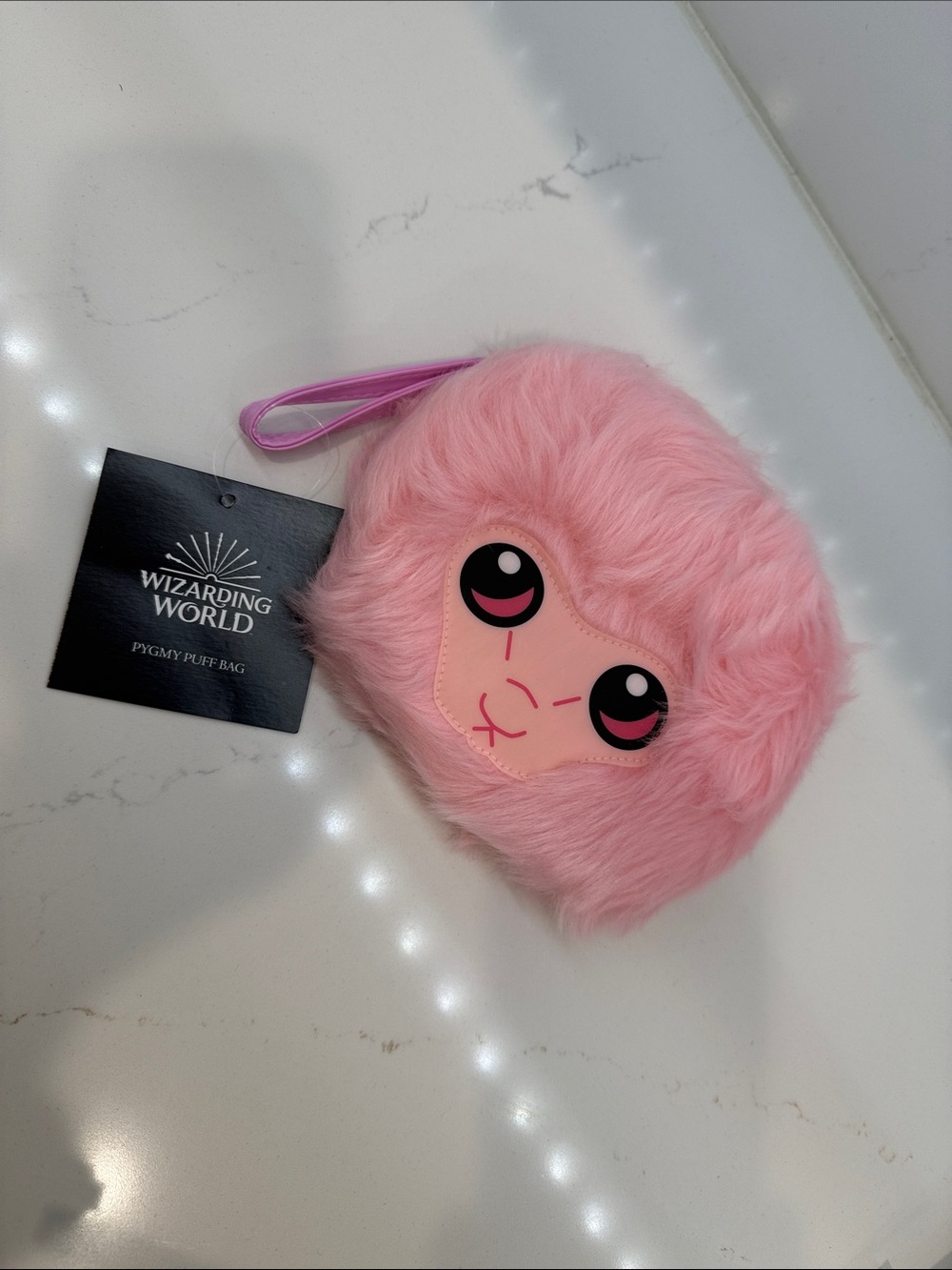 Wizarding World Pink Pygmy Puff Faux-Fur Wristlet Bag